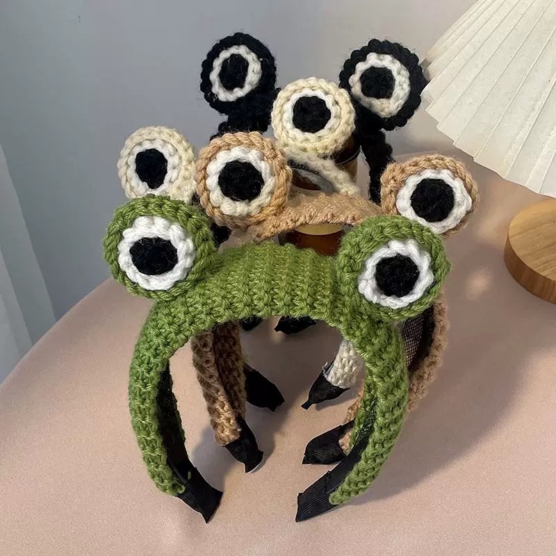 Women Accessories Online - Big Eyes Knit Frog Headband Wash