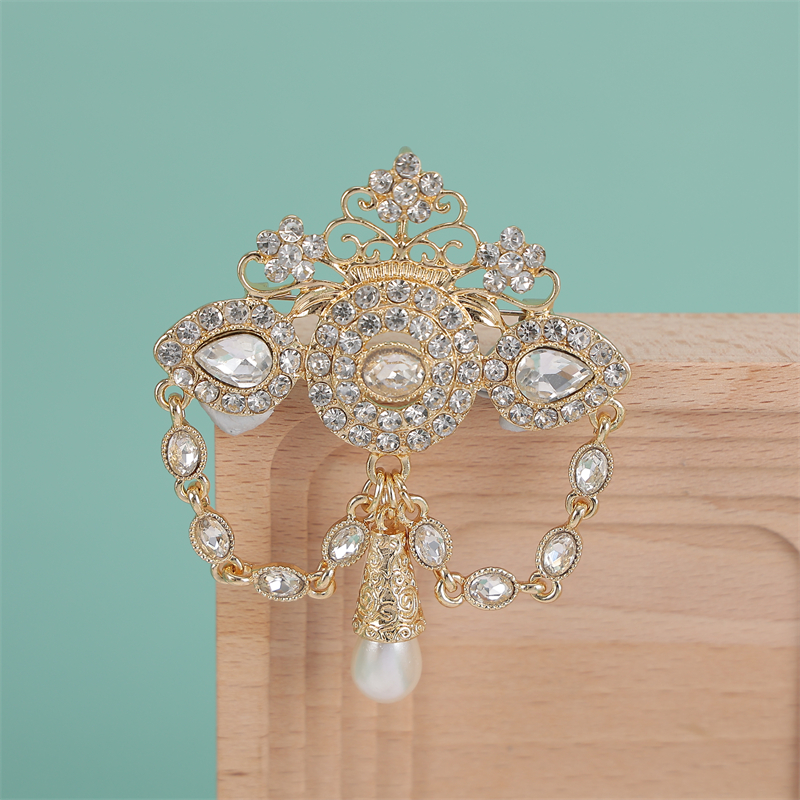 Brooch Pin Gold - Bridal Brooch Jewelry Floral Design Gold