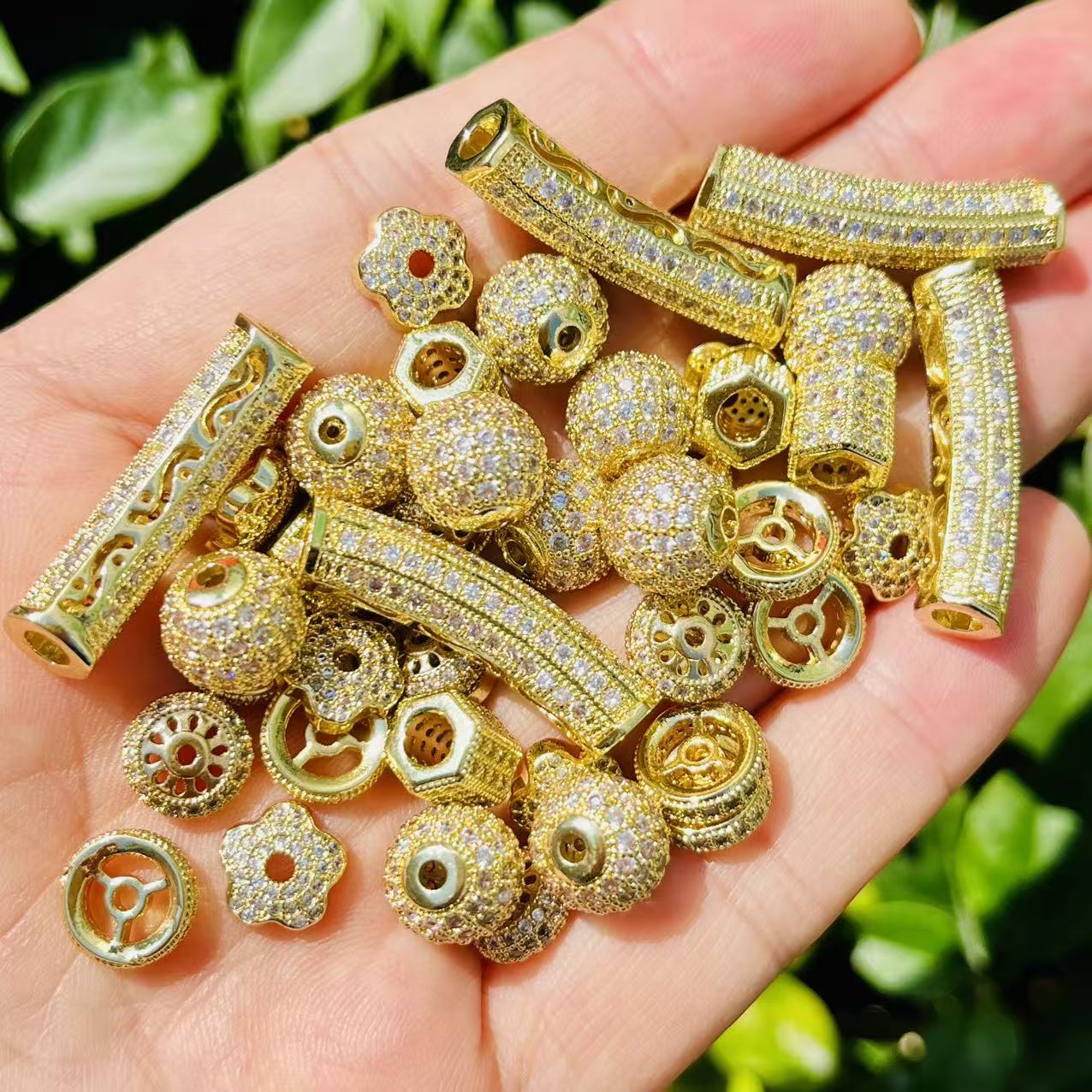 Women Accessories Bracelet - 45Pcs/lot Zirconia Pave Copper Spacers Jewelry