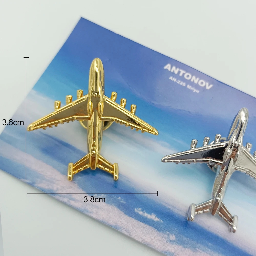 Brooch Pin Gold - Antonov An-225 Brooch Badge Aircraft Shape