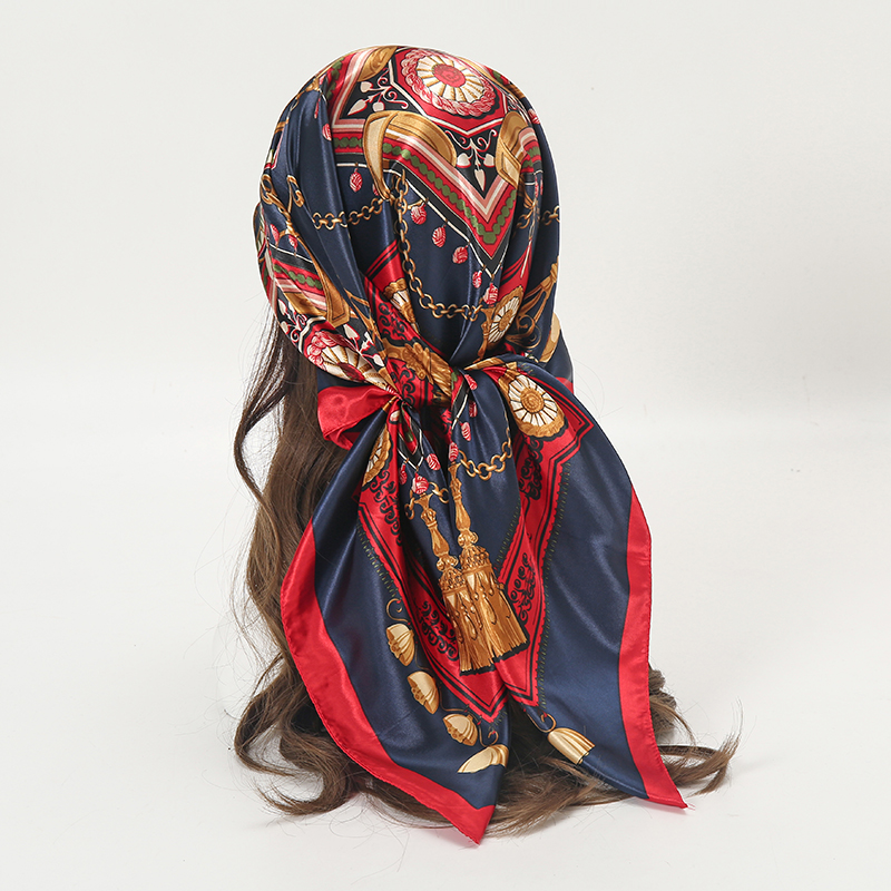 Satin Square Scarf Women Musli - Women Accessories Chain บทวิจารณ์และราคา