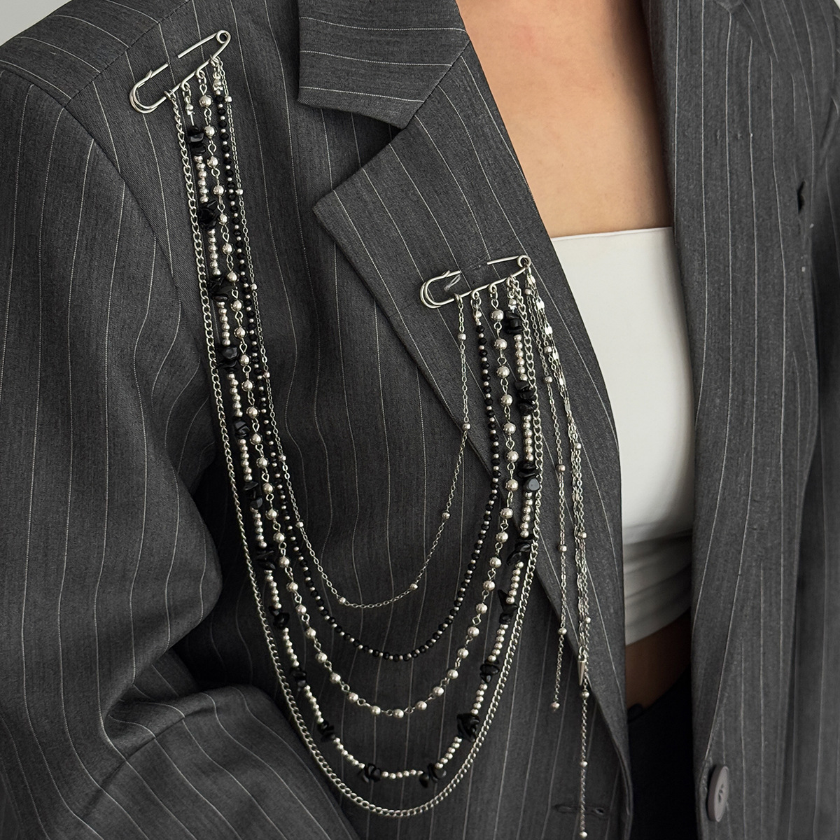 Punk Hip Hop Long Crystal Broo - Women Accessories Chain บทวิจารณ์และราคา