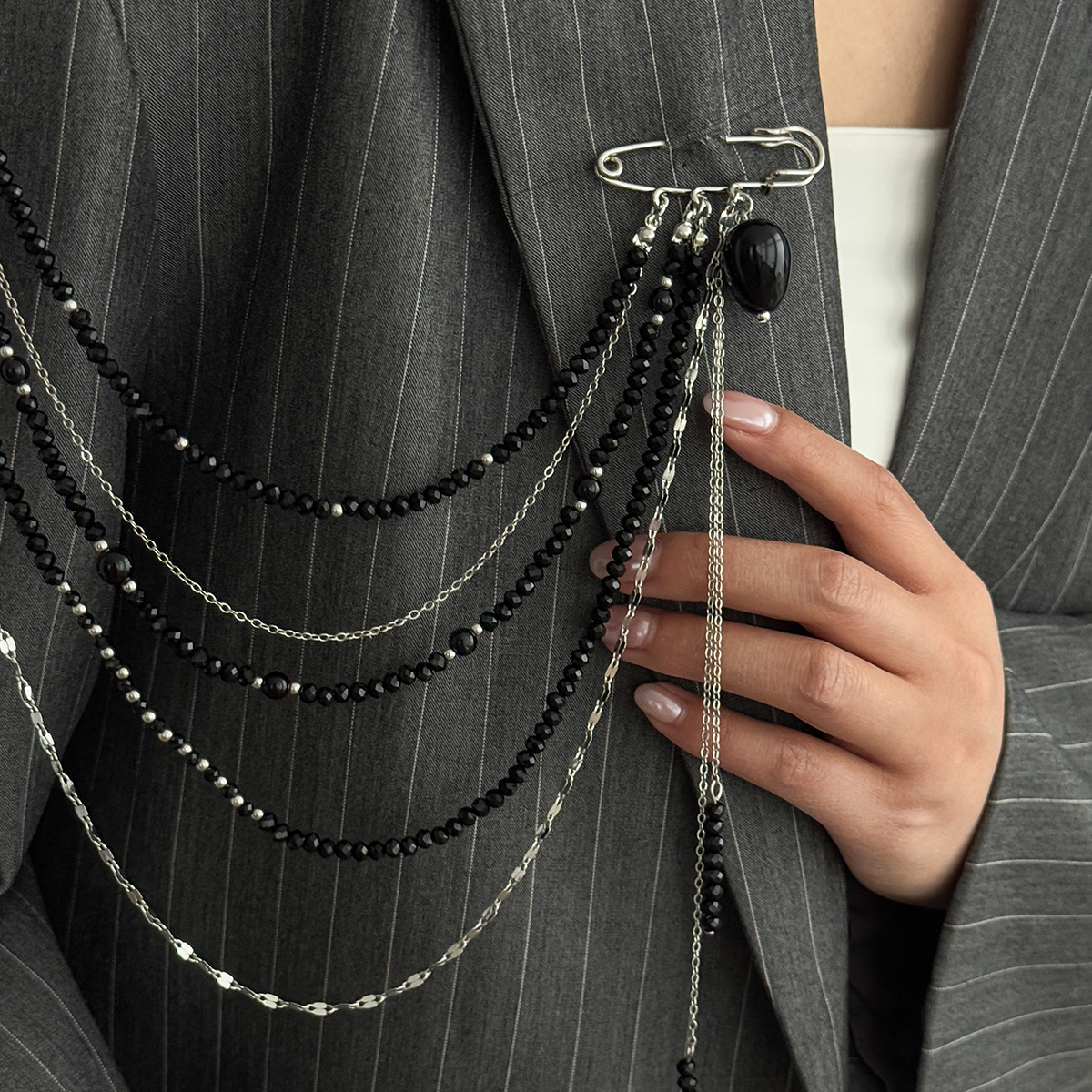 Punk Hip Hop Long Crystal Broo - Women Accessories Chain บทวิจารณ์และราคา