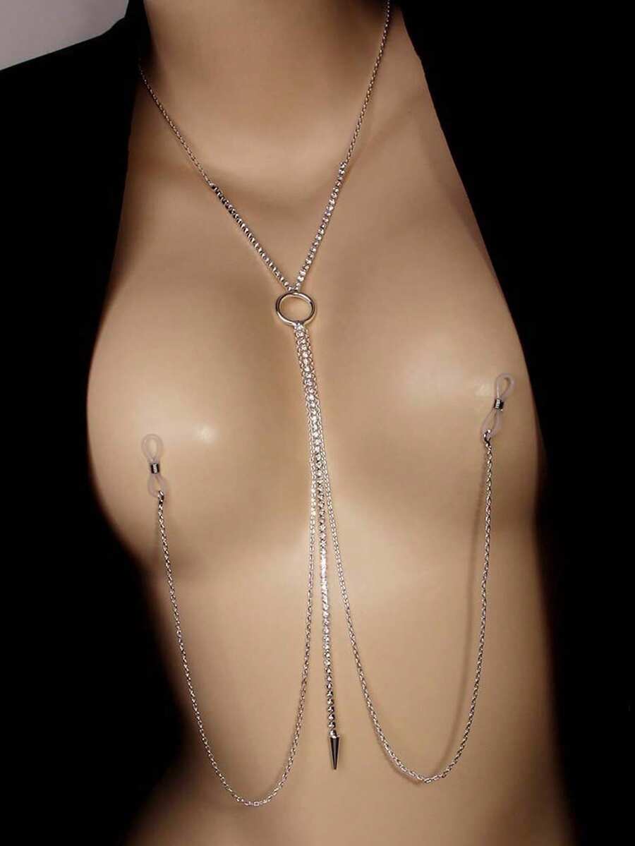 Stylish rhinestone chest chain - Women Accessories Chain บทวิจารณ์และราคา