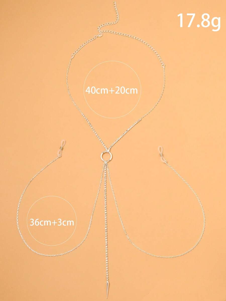 Stylish rhinestone chest chain - Women Accessories Chain บทวิจารณ์และราคา