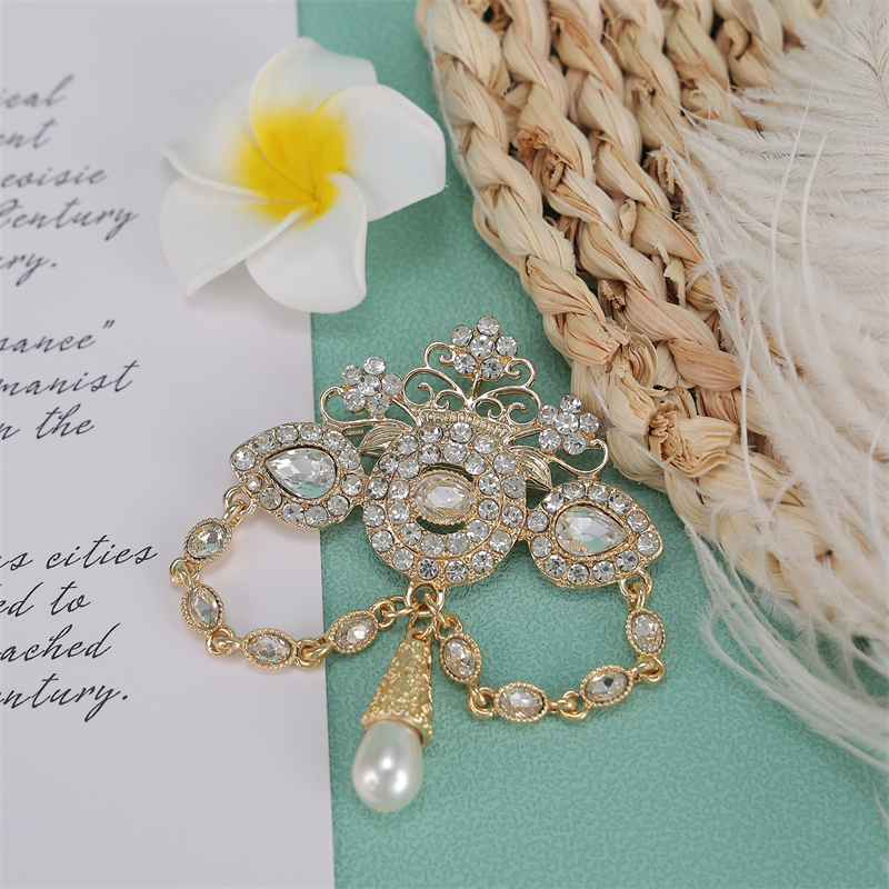 Bridal Brooch Jewelry Floral D - Brooch Pin Gold บทวิจารณ์และราคา