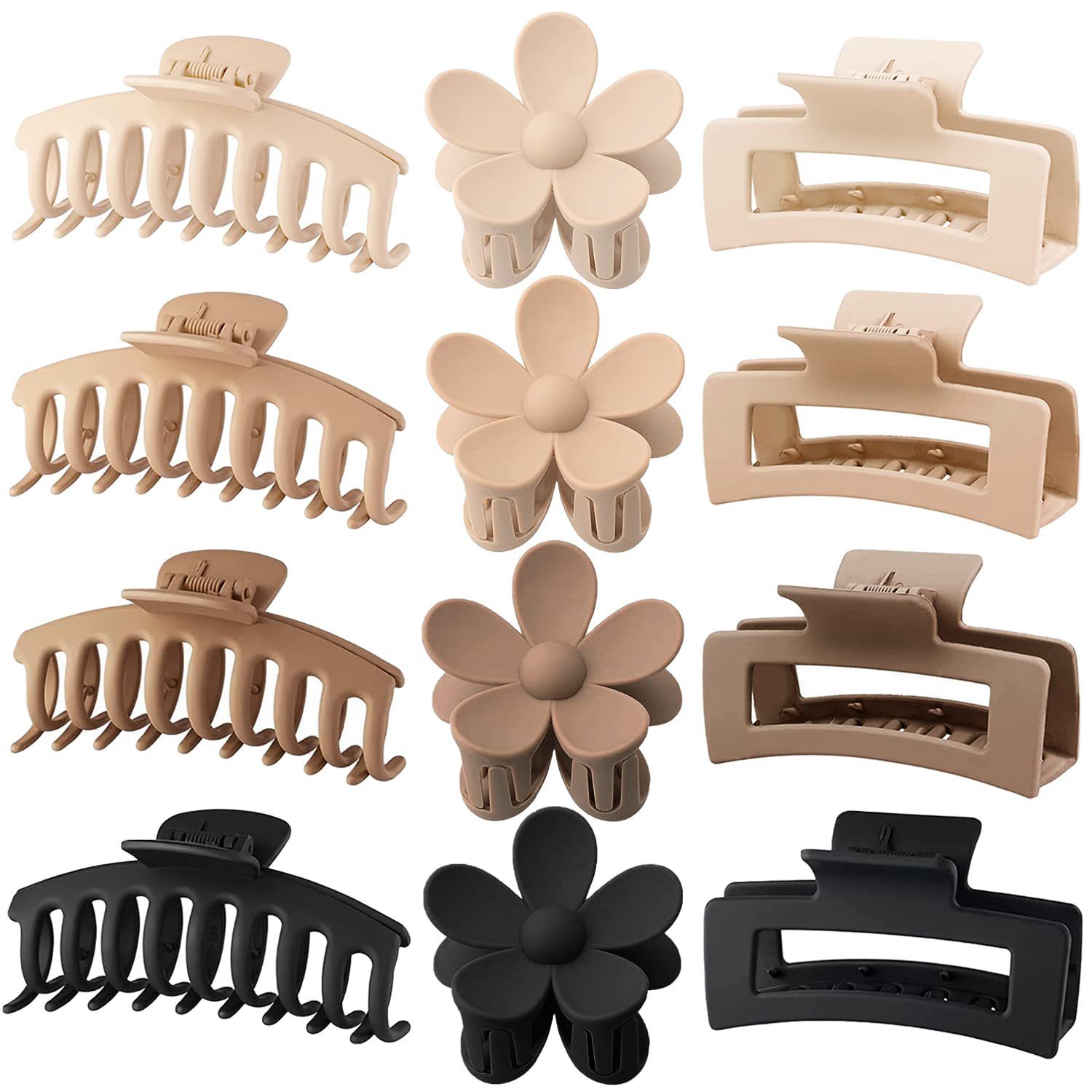 12Pcs Neutral Tone Plastic Hai - Hair Claw Clip Set บทวิจารณ์และราคา