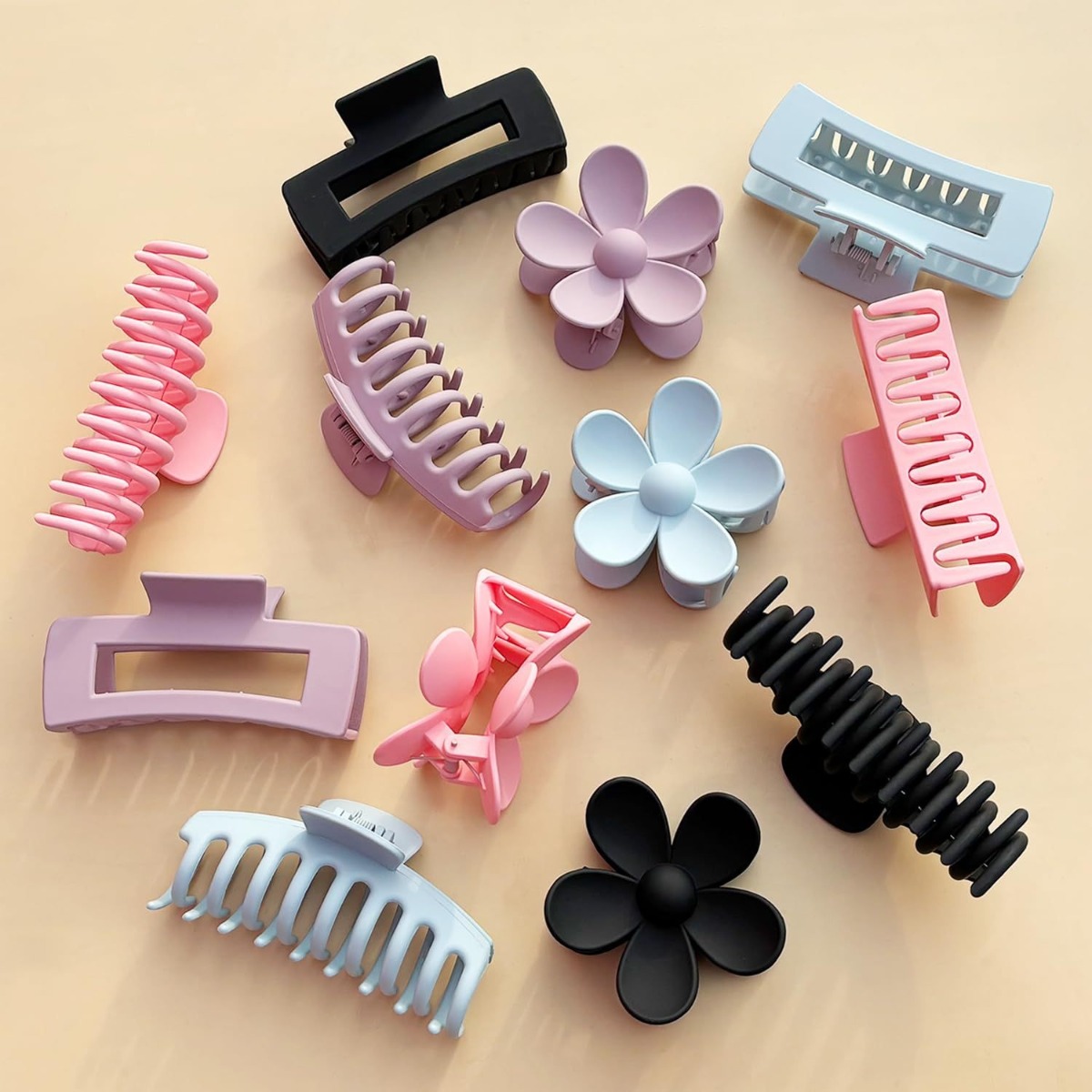 12Pcs Neutral Tone Plastic Hai - Hair Claw Clip Set บทวิจารณ์และราคา