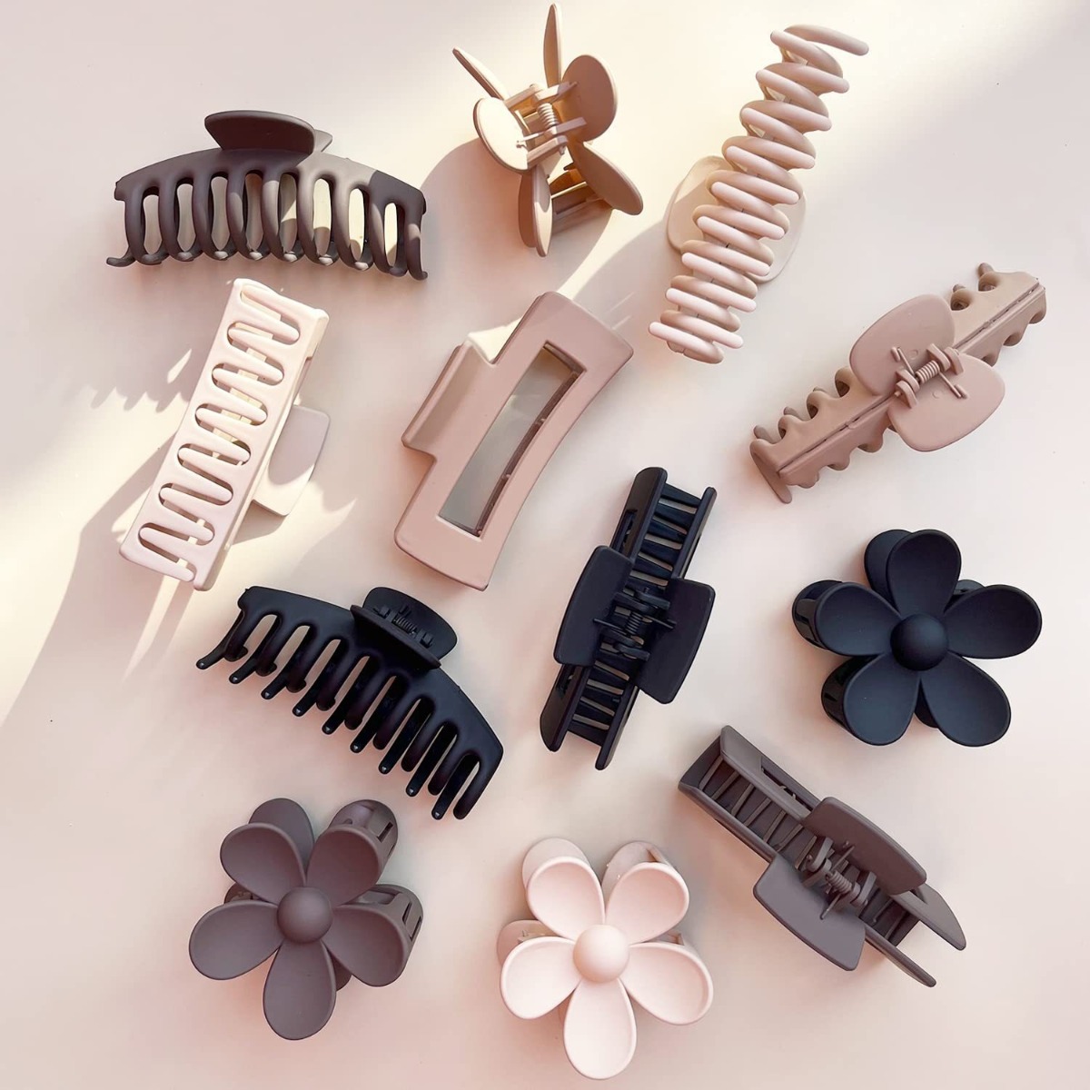 12Pcs Neutral Tone Plastic Hai - Hair Claw Clip Set บทวิจารณ์และราคา