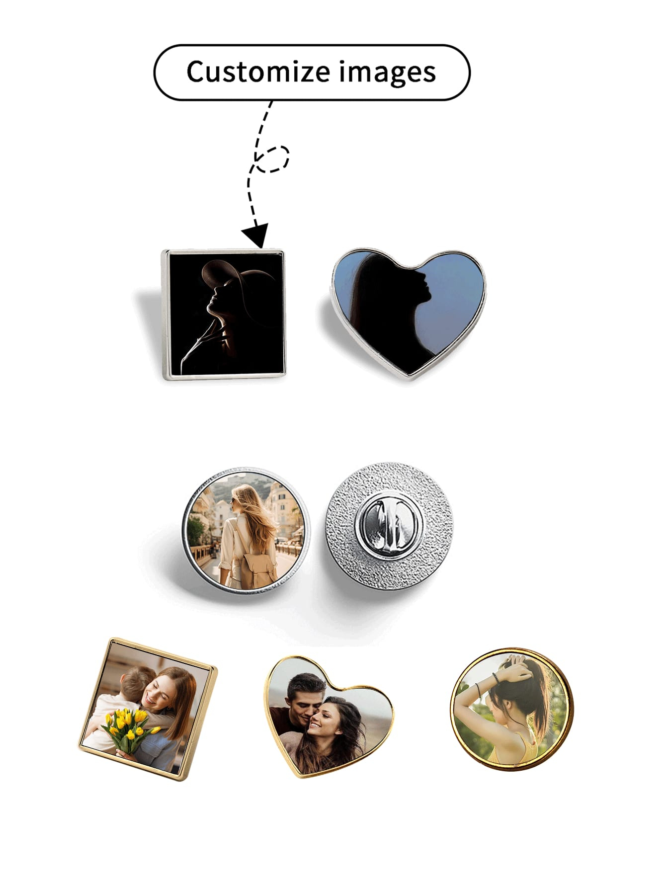 Custom Gold/Silver Metal Brooc - Brooch Pin Gold บทวิจารณ์และราคา
