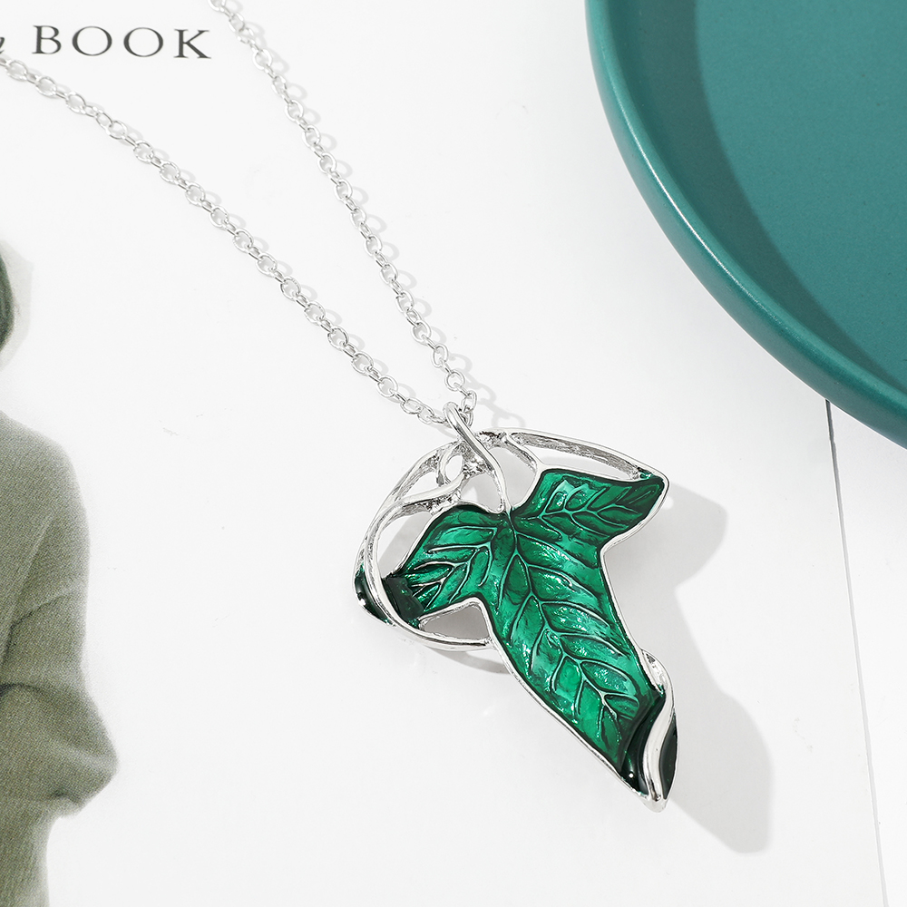 Vintage Green Leaf Pendant Nec - Women Accessories Chain บทวิจารณ์และราคา