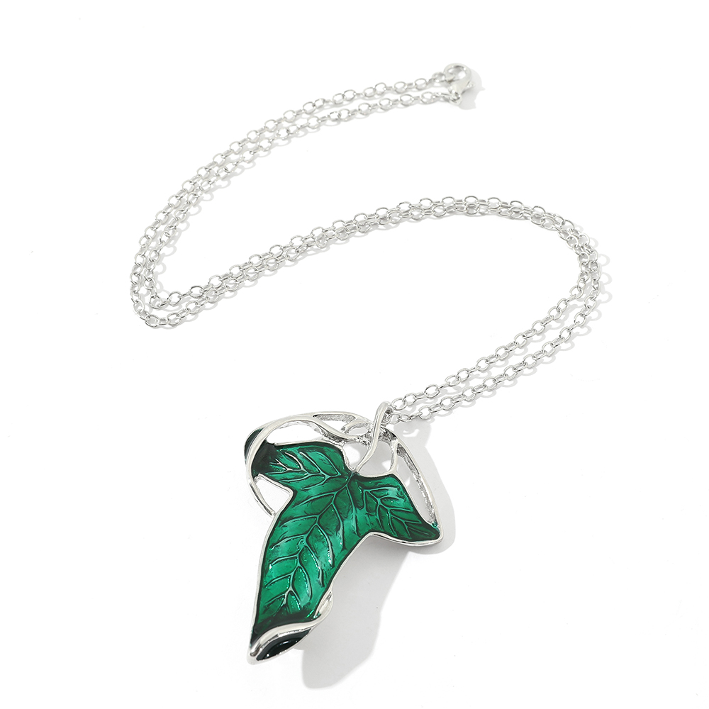Vintage Green Leaf Pendant Nec - Women Accessories Chain บทวิจารณ์และราคา
