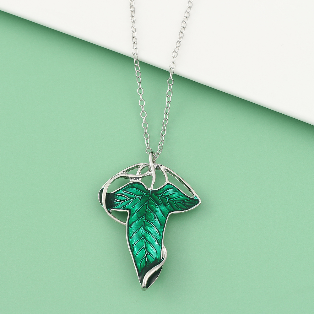 Vintage Green Leaf Pendant Nec - Women Accessories Chain บทวิจารณ์และราคา