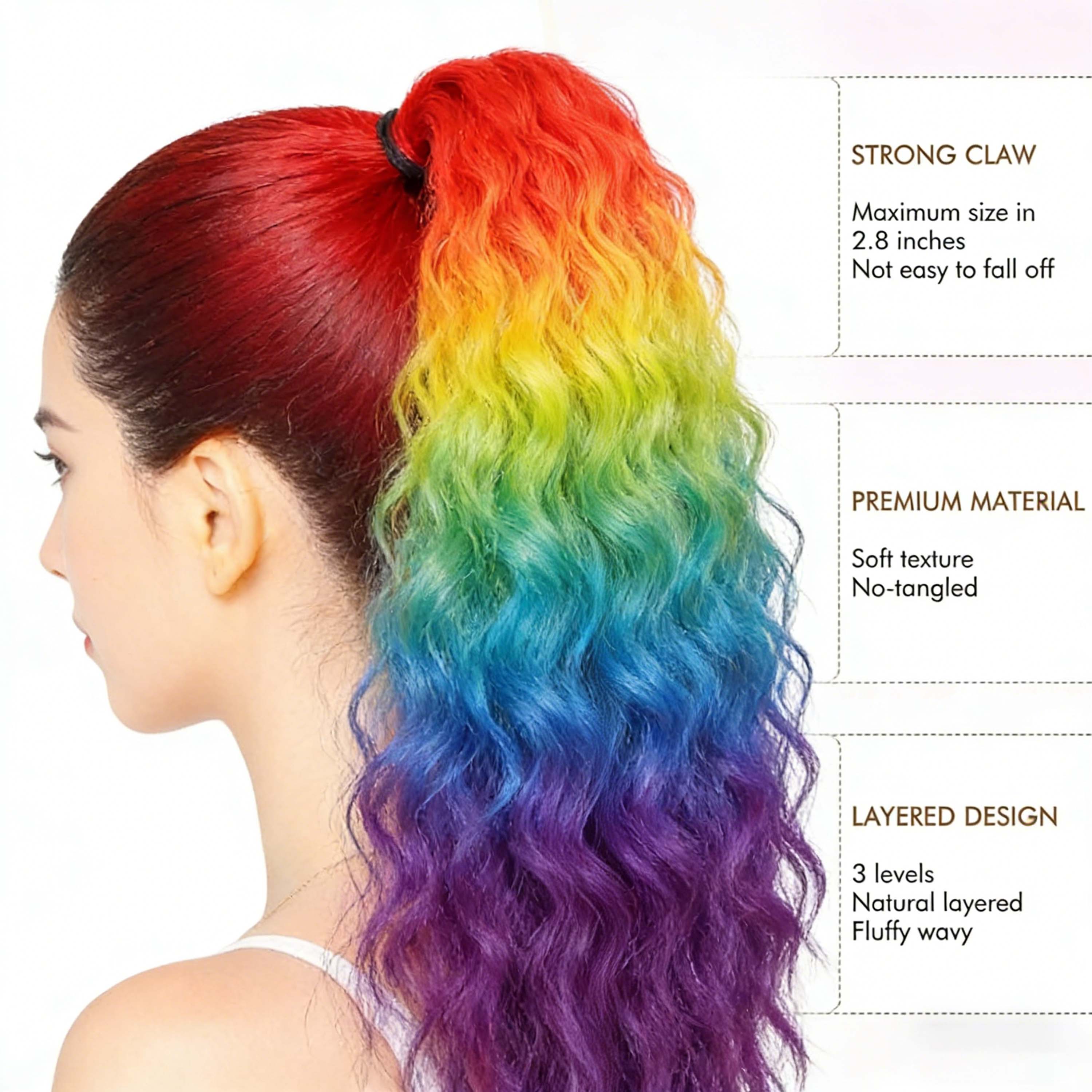 Synthetic Rainbow Claw Long Wa - Hair Claw Clip Set บทวิจารณ์และราคา