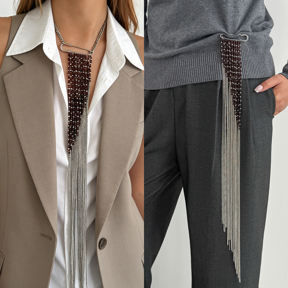 Silver Color Tassel Chain Broo - Women Accessories Chain บทวิจารณ์และราคา