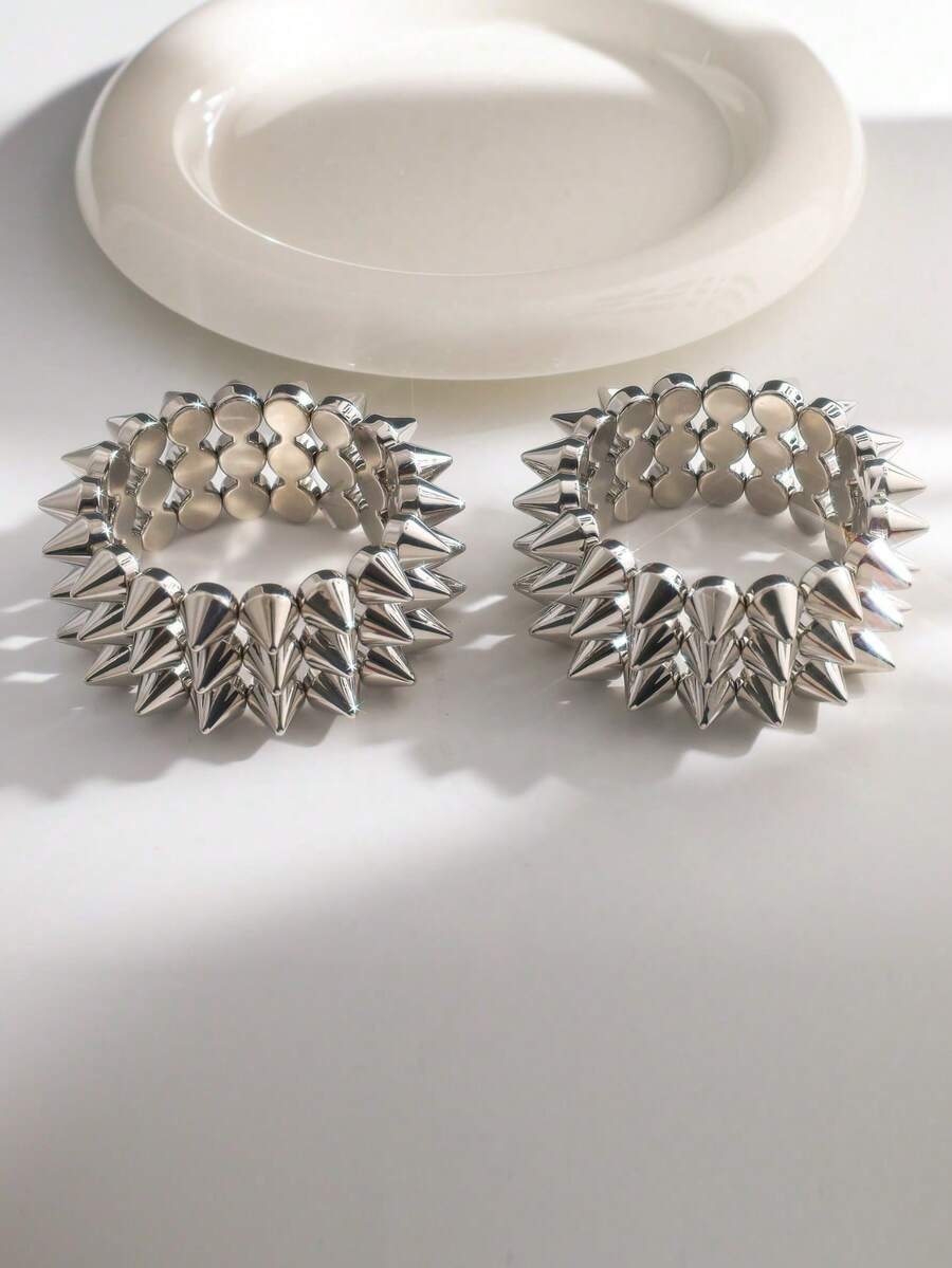 2pcs punk-style ABS rivet brac - Women Accessories Bracelet บทวิจารณ์และราคา