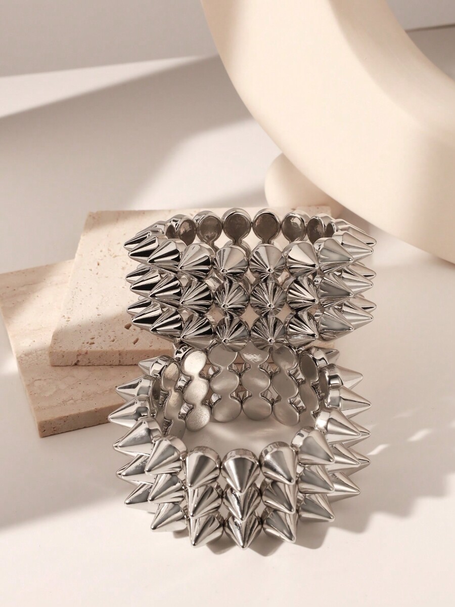 2pcs punk-style ABS rivet brac - Women Accessories Bracelet บทวิจารณ์และราคา