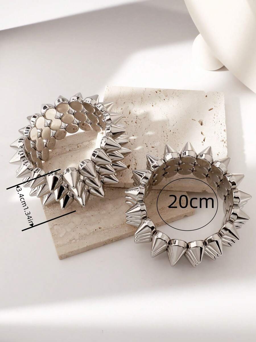 2pcs punk-style ABS rivet brac - Women Accessories Bracelet บทวิจารณ์และราคา