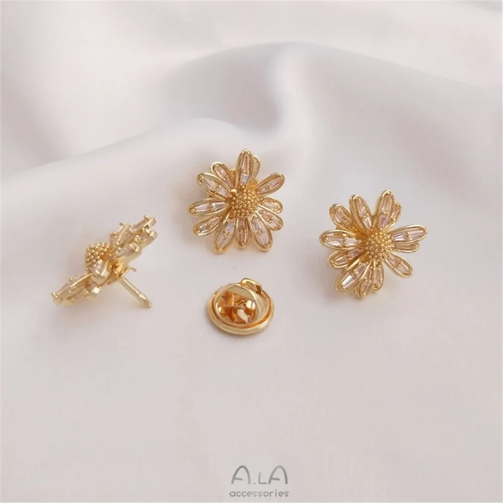 14K gold clad micro inlaid zir - Brooch Pin Gold บทวิจารณ์และราคา
