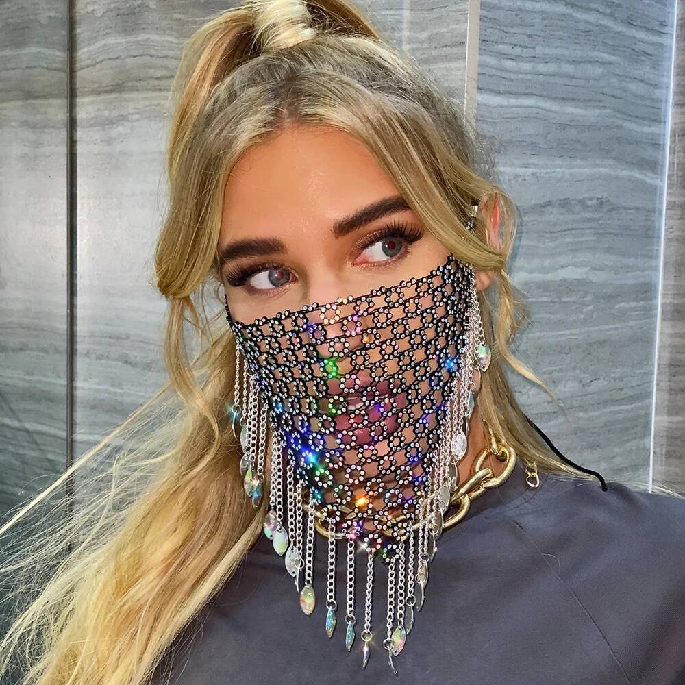 Women New Tassel Veil Masks He - Women Accessories Chain บทวิจารณ์และราคา