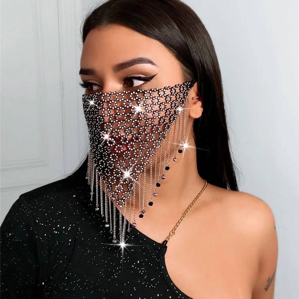 Women New Tassel Veil Masks He - Women Accessories Chain บทวิจารณ์และราคา