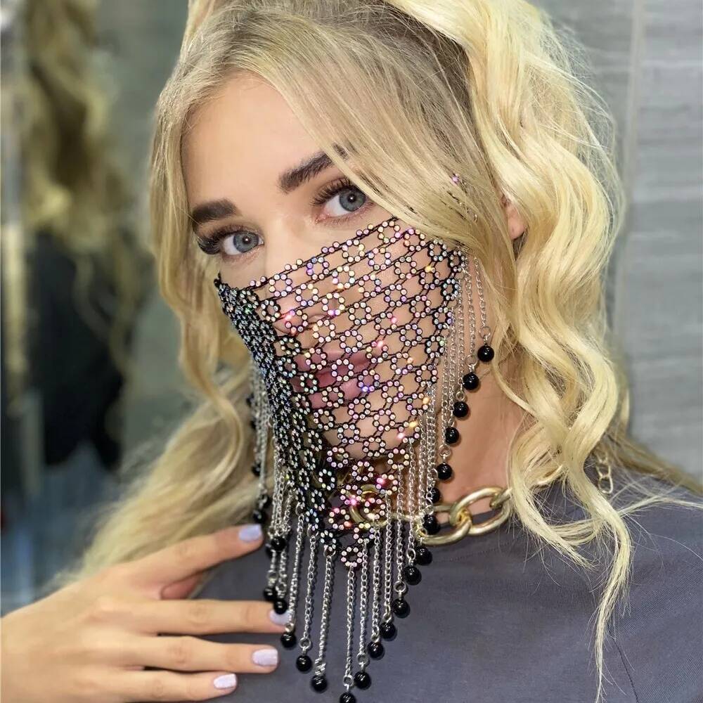 Women New Tassel Veil Masks He - Women Accessories Chain บทวิจารณ์และราคา