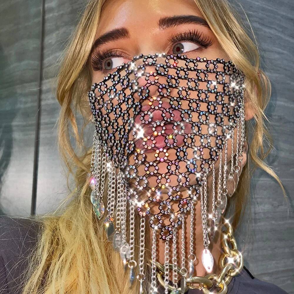 Women New Tassel Veil Masks He - Women Accessories Chain บทวิจารณ์และราคา